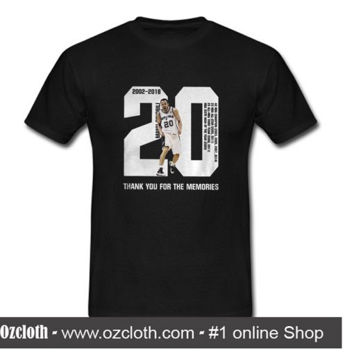 Premium Manu Ginobili thank you for the memories T Shirt