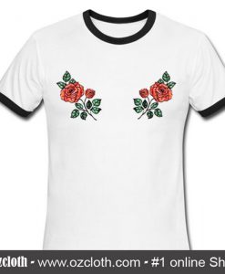 Rose Flower Ringer Shirt