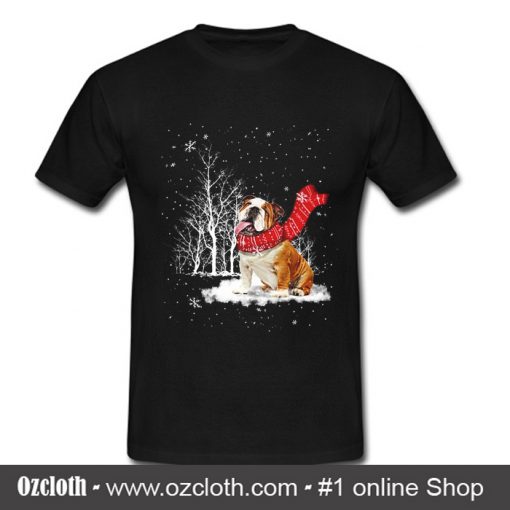 Bulldog Loves Snow T shirt