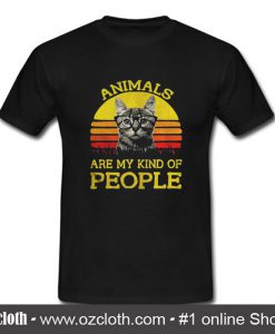 Cat Animals Are My Kind Of People Retro T- Shirt (Ozcloth)
