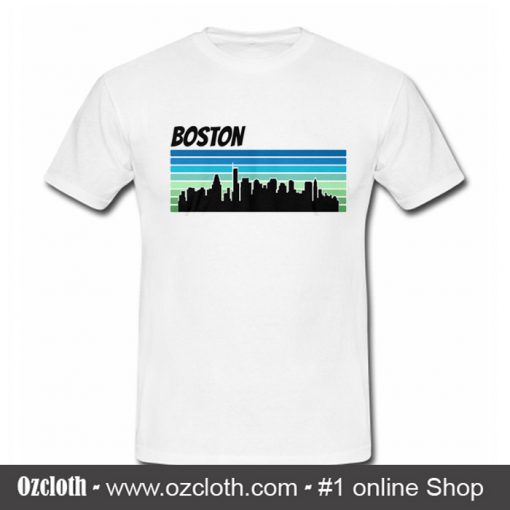 Retro Boston Skyline T Shirt (Oztmu)