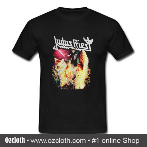 Judas Priest riding cat Star War T Shirt (Oztmu)