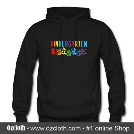 Kindergarten Teacher Handprints Hoodie (Oztmu)