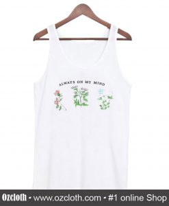 Letter Floral Print Crop Tanktop (Oztmu)