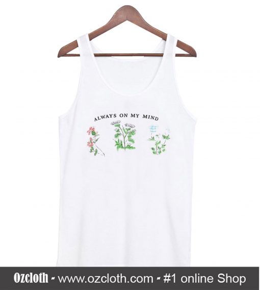 Letter Floral Print Crop Tanktop (Oztmu)