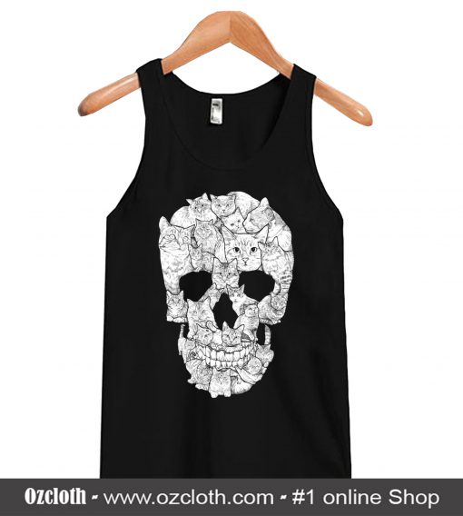 Sketchy Cat Skull Tank top (Oztmu)