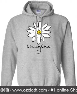 Imagine White Flower Hippie Peace White Hoodie (Oztmu)