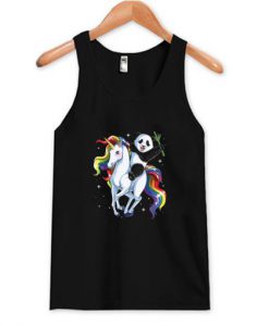 Panda Bear Riding Magical Unicorn Pegasus Tank Top (Oztmu)