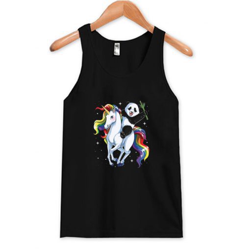 Panda Bear Riding Magical Unicorn Pegasus Tank Top (Oztmu)