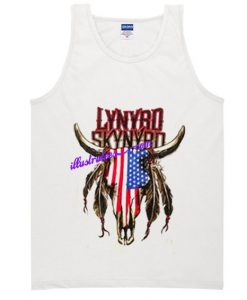 Cow Skull American Flag Lynyrd Skynyrd Tank Top (Oztmu)