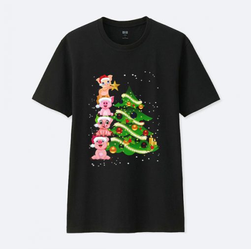 Pigs Christmas Tree T-Shirt (Oztmu)