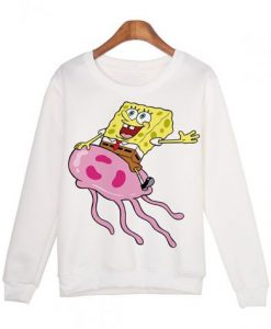 SpongeBob White Pullover Sweatshirt (Oztmu)