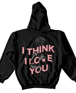 I Think I Love You Warp Black Rose Hoodie (Oztmu)