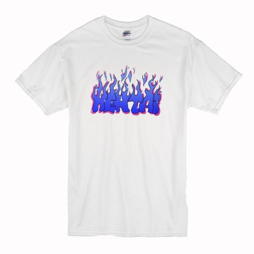 Hentai Flames Blue T-Shirt (Oztmu)