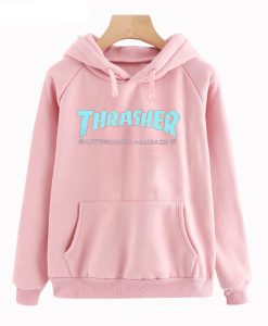 Thrasher Skateboard Magazine Blue Pink Hoodie (Oztmu)