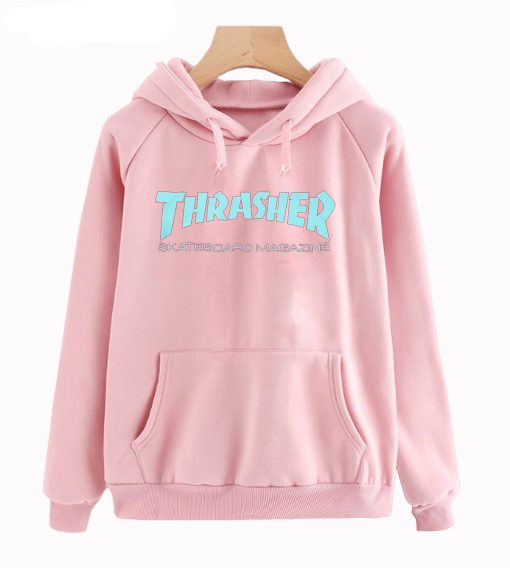 Thrasher Skateboard Magazine Blue Pink Hoodie (Oztmu)