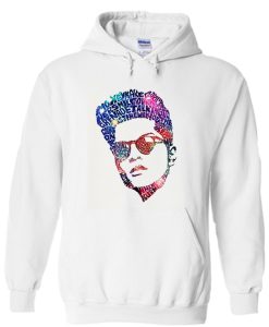 Bruno Mars Face Typography Lyric Famous American Singer Hoodie (Oztmu)