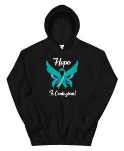 Ovarian Cancer Teal Ribbon Awareness Hope Butterfly Hoodie