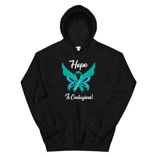 Ovarian Cancer Teal Ribbon Awareness Hope Butterfly Hoodie