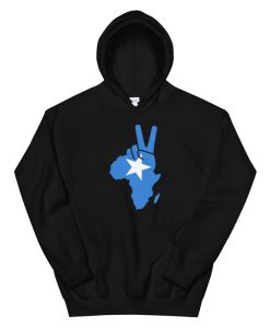 Proud Somalian Peace Symbol African Map With Somali Flag Hoodie