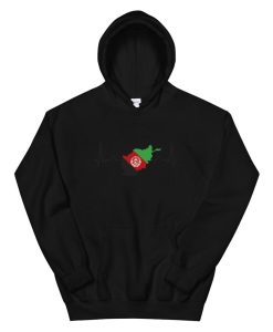 Afghan Flag Country Map Outline Heartbeat Afghanistan Hoodie AA