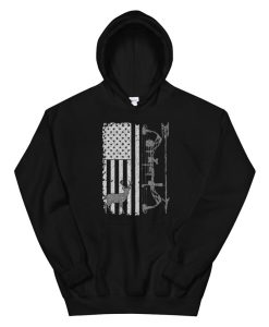 American Deer Hunting Bow Hunter Flag Hoodie AA