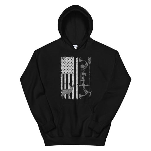 American Deer Hunting Bow Hunter Flag Hoodie AA