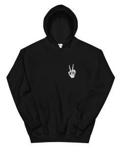 Peace Sign Skeleton Hand Funny Bones Hoodie AP