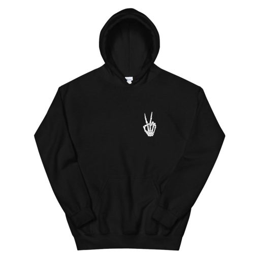 Peace Sign Skeleton Hand Funny Bones Hoodie AP