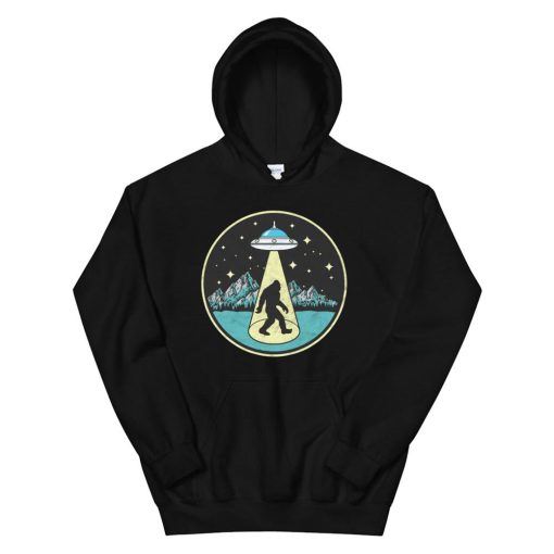 Bigfoot Abduction Vintage Sasquatchandufo Alien Graphic Hoodie AA