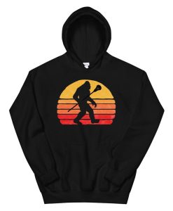 Bigfoot Lacrosse Stick Vintage Surf Sun Funny Lax Hoodie AA