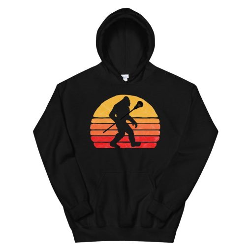 Bigfoot Lacrosse Stick Vintage Surf Sun Funny Lax Hoodie AA