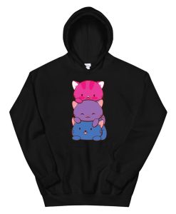 Bisexual Pride Kawaii Kitty Cat Stack Anime Hoodie AA