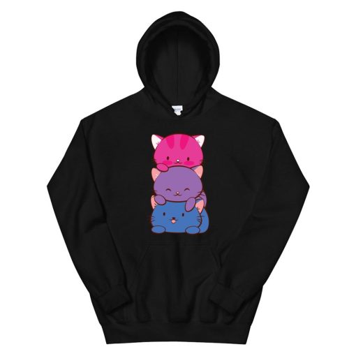 Bisexual Pride Kawaii Kitty Cat Stack Anime Hoodie AA