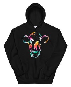 Cow Art Head Gift Watercolor Hoodie AA