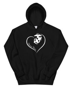 Marine Mom Curve Heart Hoodie AP