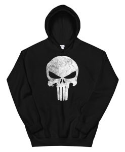 Marvel Punisher Skull Symbol Distressed Graphic Hoodie AP