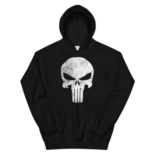 Marvel Punisher Skull Symbol Distressed Graphic Hoodie AP