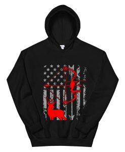 Deer Hunting American Flag Bow Hunting Hoodie AA