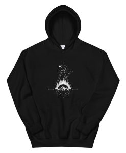 Geometric Sun Moon Stars Pine Trees Mountains Solar System Hoodie AA
