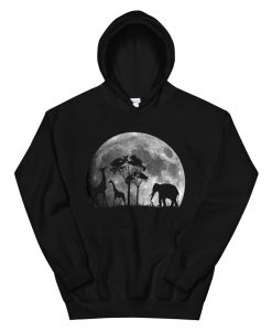 Giraffe Baby Elephant Moon Safari Animal Hoodie AA