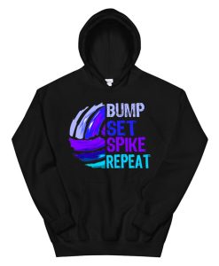 Girls Volleyball Bump Set Spike Repeat Blue Purple Teen Hoodie AA