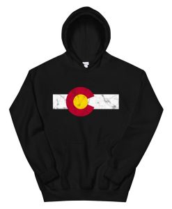 Colorado Flag Hoodie Sweatshirt Vintage Distressed Hoodie AA