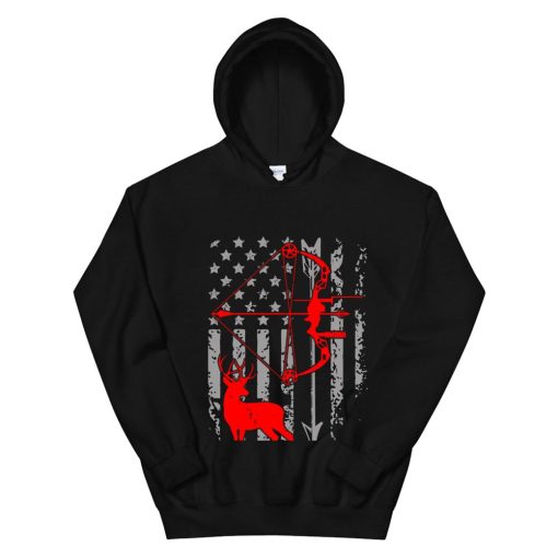 Deer Hunting American Flag Bow Hunting Hoodie AA