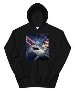 Cat Riding Laser Space Shark Hoodie AA