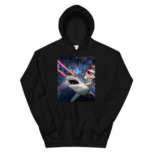 Cat Riding Laser Space Shark Hoodie AA