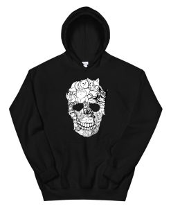 Cat Skull Hoodie Sweatshirt Scary Halloween Skeleton Cat Hoodie AA