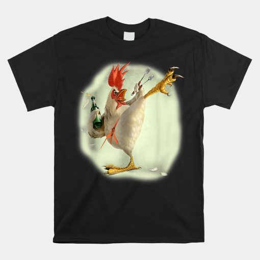 Chicken Beer Karate Kick Cool Chicken Funny Chicken Farmer Shirt